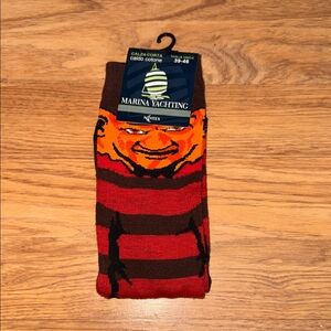 Men's Striped Character Socks - Red and Brown